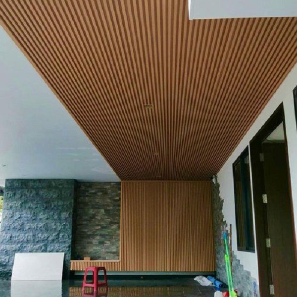 wpc fluted wall panel used for the ceiling decor