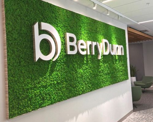 Green Wall Reception Signage